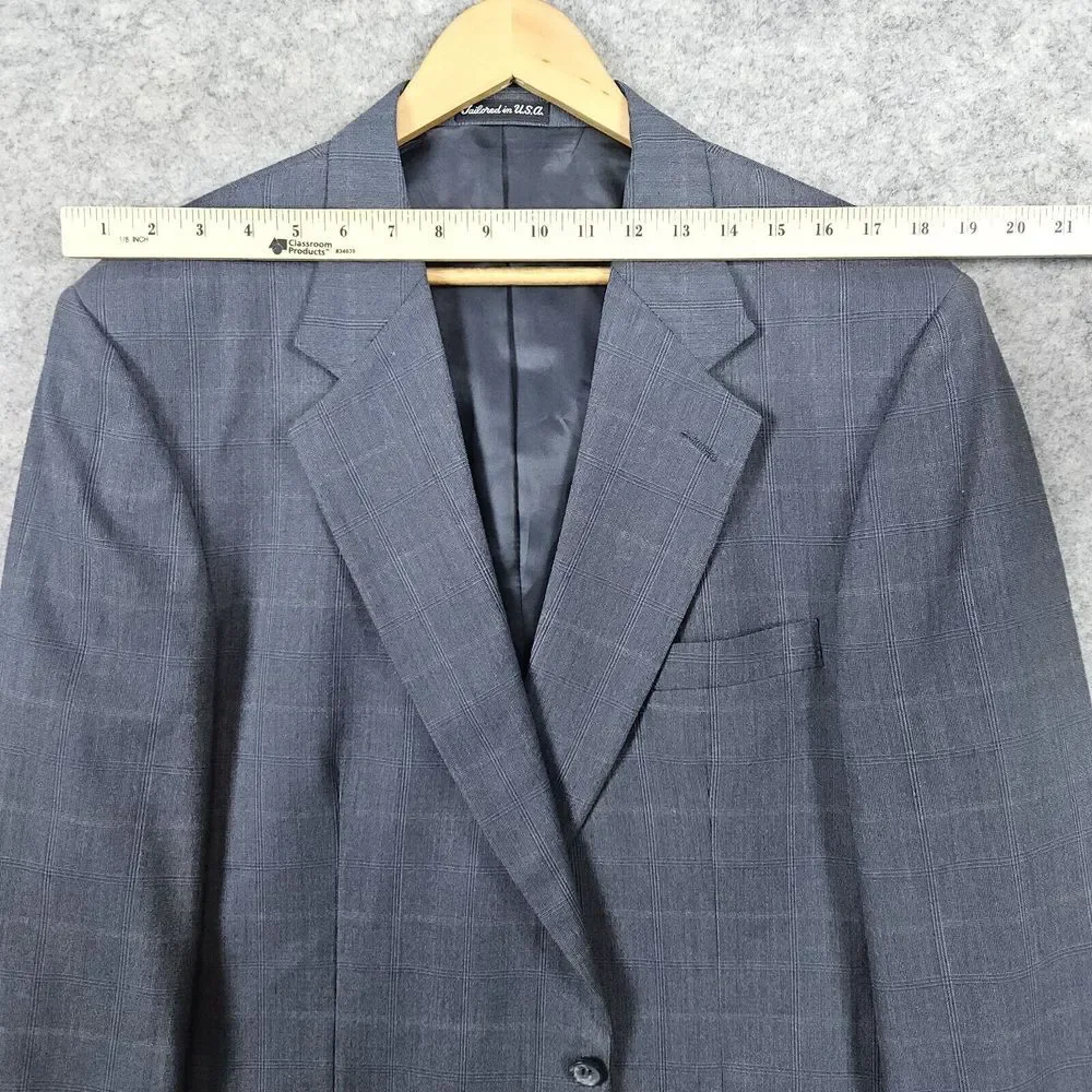 Stafford Executive 2-Pc Suit Blazer 44L Pants 37x31.5‎ Gray Windowpane SNAGS